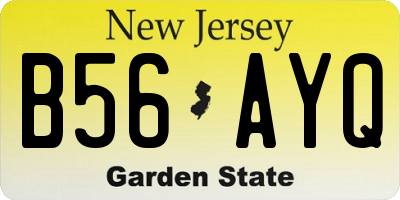 NJ license plate B56AYQ
