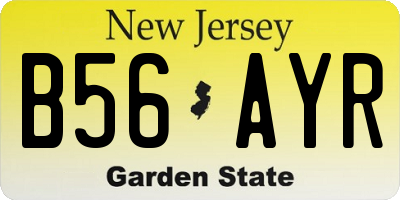NJ license plate B56AYR
