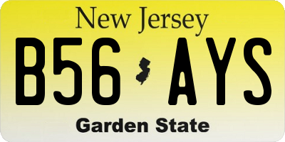 NJ license plate B56AYS