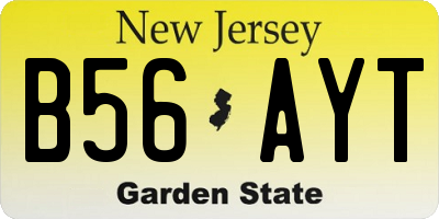 NJ license plate B56AYT