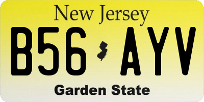 NJ license plate B56AYV