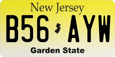 NJ license plate B56AYW