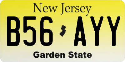 NJ license plate B56AYY