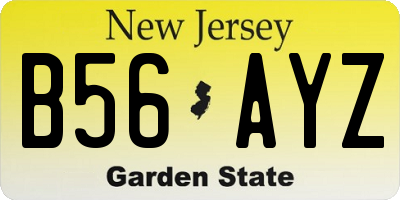 NJ license plate B56AYZ