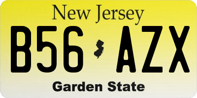 NJ license plate B56AZX