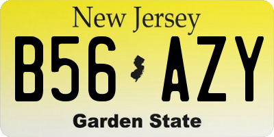 NJ license plate B56AZY