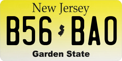 NJ license plate B56BAO
