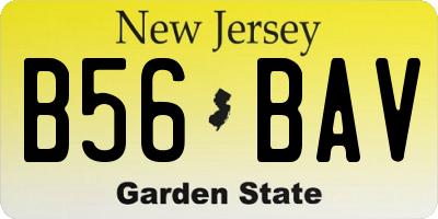 NJ license plate B56BAV