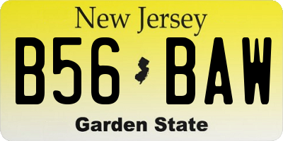 NJ license plate B56BAW