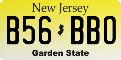 NJ license plate B56BBO