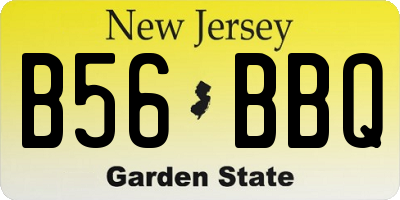 NJ license plate B56BBQ