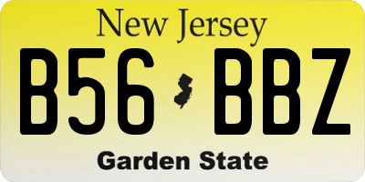 NJ license plate B56BBZ