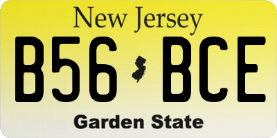 NJ license plate B56BCE
