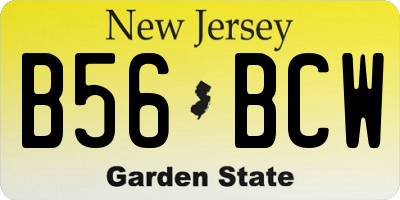 NJ license plate B56BCW