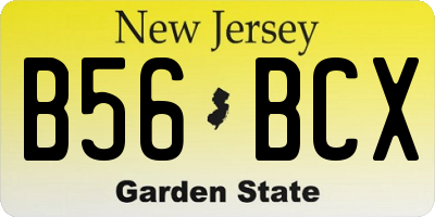 NJ license plate B56BCX