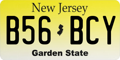 NJ license plate B56BCY