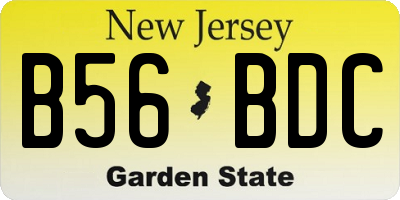 NJ license plate B56BDC