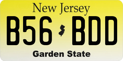 NJ license plate B56BDD