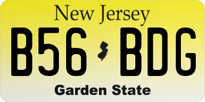 NJ license plate B56BDG