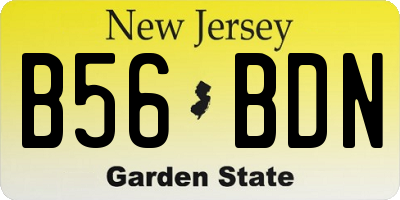 NJ license plate B56BDN