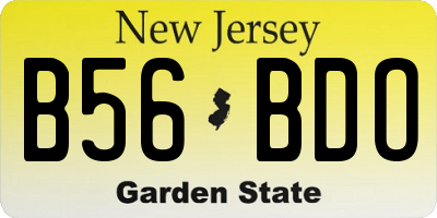 NJ license plate B56BDO