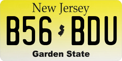 NJ license plate B56BDU