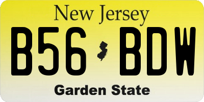 NJ license plate B56BDW