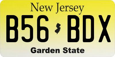 NJ license plate B56BDX