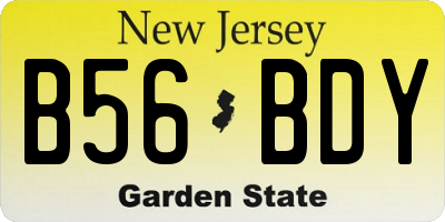 NJ license plate B56BDY