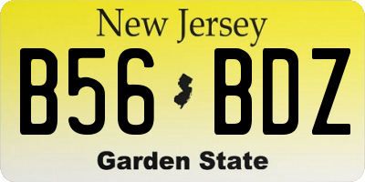 NJ license plate B56BDZ
