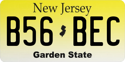 NJ license plate B56BEC