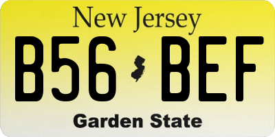 NJ license plate B56BEF