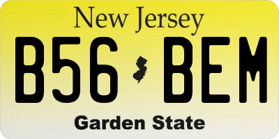 NJ license plate B56BEM