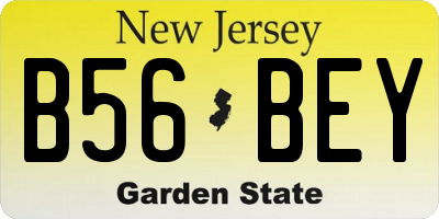 NJ license plate B56BEY