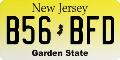 NJ license plate B56BFD