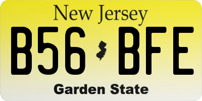 NJ license plate B56BFE