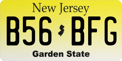 NJ license plate B56BFG