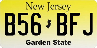 NJ license plate B56BFJ