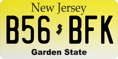 NJ license plate B56BFK