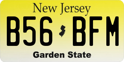 NJ license plate B56BFM