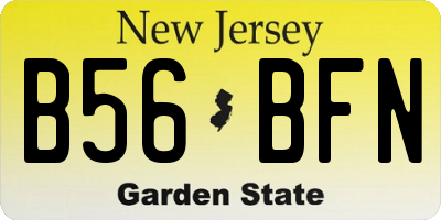NJ license plate B56BFN