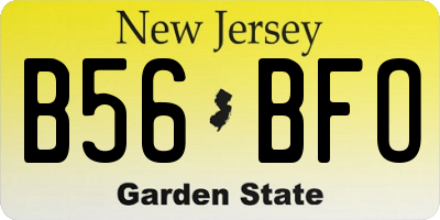 NJ license plate B56BFO
