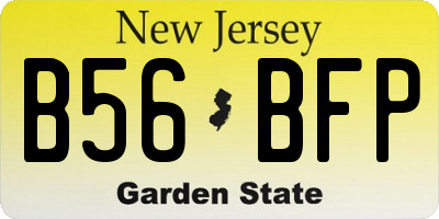 NJ license plate B56BFP