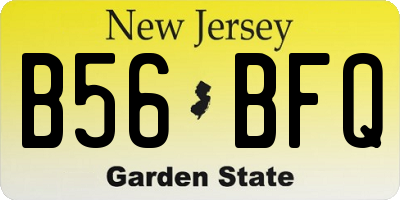 NJ license plate B56BFQ