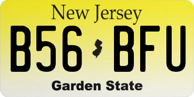 NJ license plate B56BFU