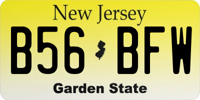 NJ license plate B56BFW