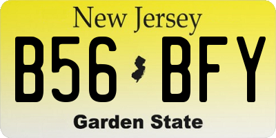 NJ license plate B56BFY