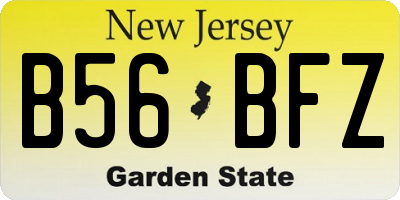 NJ license plate B56BFZ