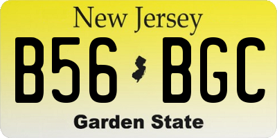 NJ license plate B56BGC