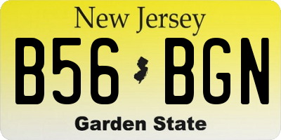 NJ license plate B56BGN